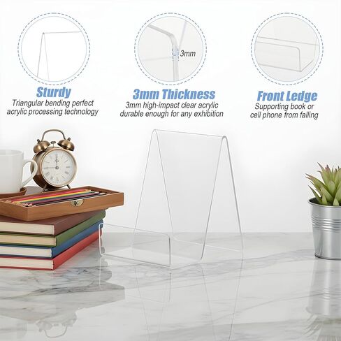 20 عبوة من حامل عرض الكتب الأكريليك، حامل حامل شفاف مقاس 4 بوصات، حامل كمبيوتر لوحي سميك شفاف لعرض الكتب والصور والأجهزة اللوحية والأقراص المضغوطة والأعمال الفنية والصحف والمجلات in Kuwait
