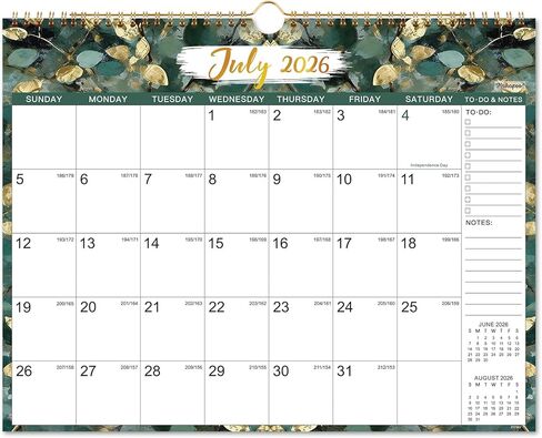 التقويم 2026-2027 - تقويم الحائط 2026-2027، يوليو 2026 - ديسمبر 2027، 15 بوصة × 11.5 بوصة، 26-27 تقويم حائط كبير مع فتحات تعليق وملاحظات وقائمة المهام، تقويم مثالي لمدة 18 شهرًا 26-27 للتنظيم in Kuwait
