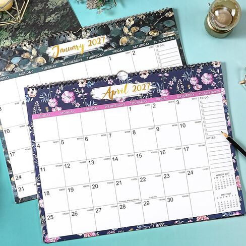 التقويم 2026-2027 - تقويم الحائط 2026-2027، يوليو 2026 - ديسمبر 2027، 15 بوصة × 11.5 بوصة، 26-27 تقويم حائط كبير مع فتحات تعليق وملاحظات وقائمة المهام، تقويم مثالي لمدة 18 شهرًا 26-27 للتنظيم in Kuwait