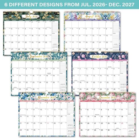 التقويم 2026-2027 - تقويم الحائط 2026-2027، يوليو 2026 - ديسمبر 2027، 15 بوصة × 11.5 بوصة، 26-27 تقويم حائط كبير مع فتحات تعليق وملاحظات وقائمة المهام، تقويم مثالي لمدة 18 شهرًا 26-27 للتنظيم in Kuwait