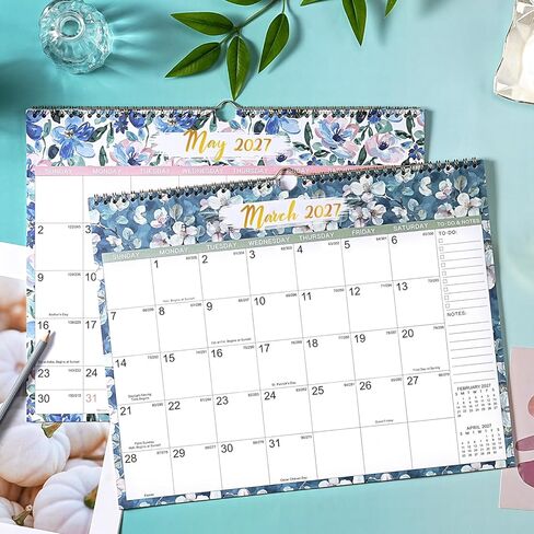 التقويم 2026-2027 - تقويم الحائط 2026-2027، يوليو 2026 - ديسمبر 2027، 15 بوصة × 11.5 بوصة، 26-27 تقويم حائط كبير مع فتحات تعليق وملاحظات وقائمة المهام، تقويم مثالي لمدة 18 شهرًا 26-27 للتنظيم in Kuwait