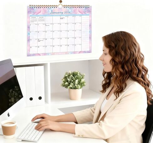 تقويم حائط 2026 - مخطط لمدة 18 شهرًا من يناير 2026 إلى يونيو 2027، مخطط شهري أنيق للاستخدام المنزلي والمكتبي in Kuwait