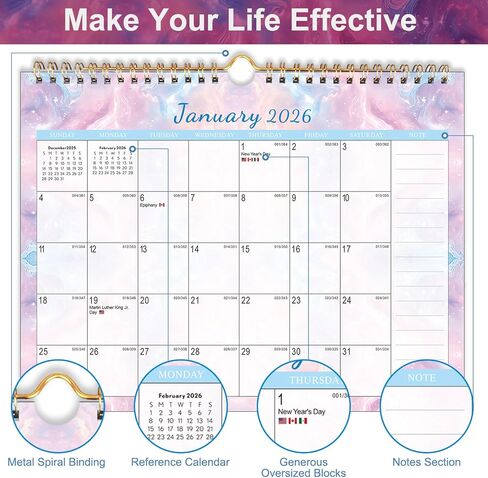 تقويم حائط 2026 - مخطط لمدة 18 شهرًا من يناير 2026 إلى يونيو 2027، مخطط شهري أنيق للاستخدام المنزلي والمكتبي in Kuwait