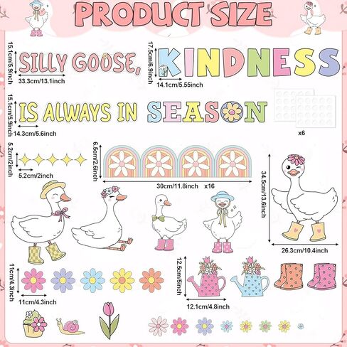Spring Bulletin Board Set Spring Classroom Decorations Silly Goose Bulletin Board Silly Goose Kindness Paper Cutouts Back to School Supplies for Home School Classroom Chalkboard Wall Door Decor in Saudi Arabia
