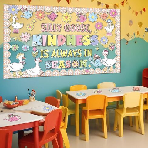 Spring Bulletin Board Set Spring Classroom Decorations Silly Goose Bulletin Board Silly Goose Kindness Paper Cutouts Back to School Supplies for Home School Classroom Chalkboard Wall Door Decor in Saudi Arabia