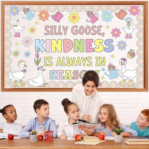 Spring Bulletin Board Set Spring Classroom Decorations Silly Goose Bulletin Board Silly Goose Kindness Paper Cutouts Back to School Supplies for Home School Classroom Chalkboard Wall Door Decor in Saudi Arabia