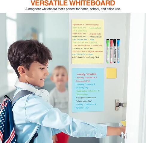 MAXECHO Magnetic Dry Erase Board Sheets, 4 Colors White Board for Fridge with 4 Markers & 1 Eraser, Reusable Blank Magnetic Whiteboard for Refrigerator, Locker, Cabinet, Door 8.5" x 11" in Kuwait