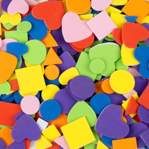 750 PCS Foam Stickers Self Adhesive - Cute Self Adhesive Foam Shapes Sticker for Crafts with 7 Colors 5 Sizes Geometry Shape, Crafting Supplies for DIY Poster Board and Art Party Decor in Saudi Arabia