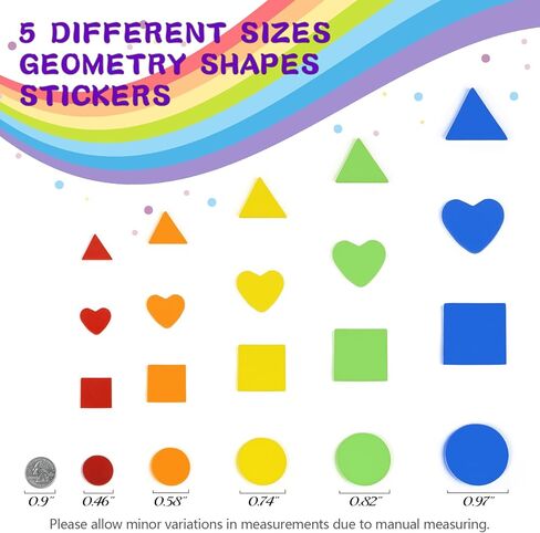 750 PCS Foam Stickers Self Adhesive - Cute Self Adhesive Foam Shapes Sticker for Crafts with 7 Colors 5 Sizes Geometry Shape, Crafting Supplies for DIY Poster Board and Art Party Decor in Saudi Arabia