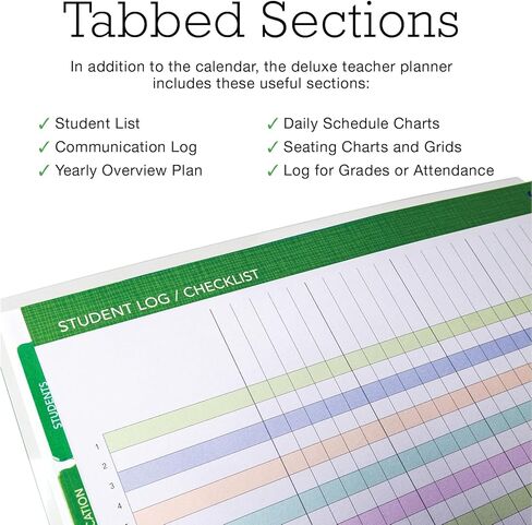 DELUXE TEACHER PLANNER Aug 2026-Jul 2027 8.5x11 Daily Weekly Monthly Organizers with 7 Periods, Pocket Folder, Dated Calendar, Page Tabs, Bookmark and Planning Stickers (Black Tree Seasons) in Kuwait