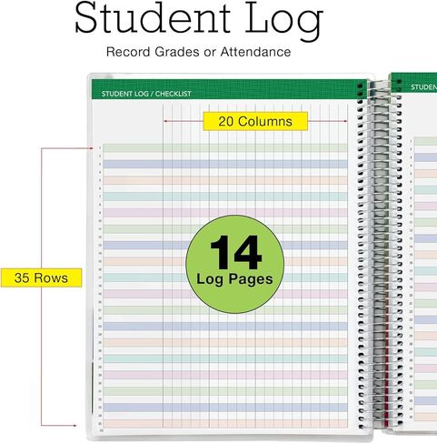 DELUXE TEACHER PLANNER Aug 2026-Jul 2027 8.5x11 Daily Weekly Monthly Organizers with 7 Periods, Pocket Folder, Dated Calendar, Page Tabs, Bookmark and Planning Stickers (Black Tree Seasons) in Kuwait