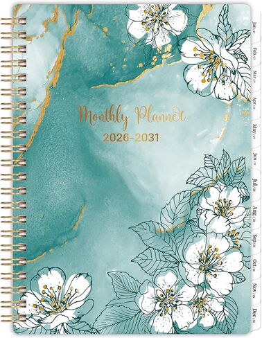 مخطط شهري 2026-2031 - مخطط/تقويم 5 سنوات 2026-2031 حلزوني، يوليو. 2026 - يونيو. 2031، 6.3 × 8.4 بوصة، غلاف مزدوج السلك + علامات تبويب - أخضر in Kuwait