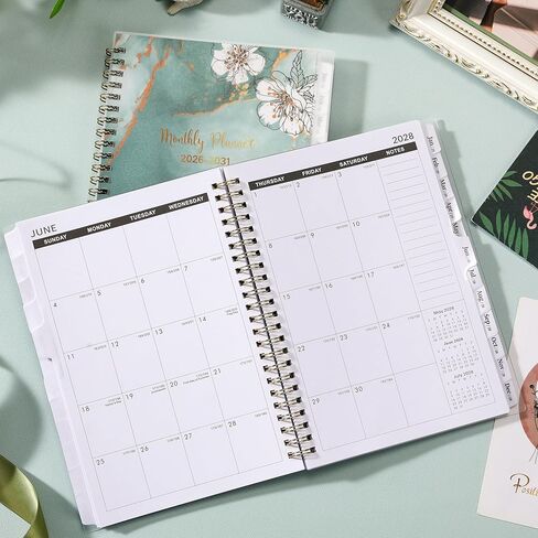 مخطط شهري 2026-2031 - مخطط/تقويم 5 سنوات 2026-2031 حلزوني، يوليو. 2026 - يونيو. 2031، 6.3 × 8.4 بوصة، غلاف مزدوج السلك + علامات تبويب - أخضر in Kuwait