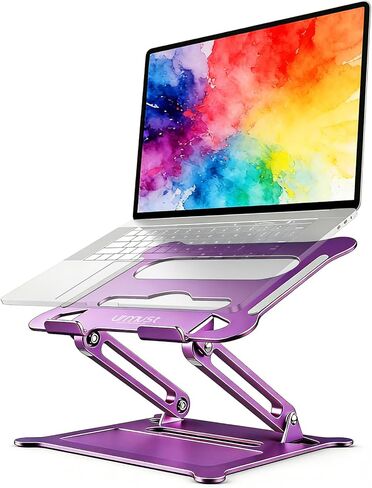 حامل كمبيوتر محمول من Urmust، حامل كمبيوتر محمول قابل للتعديل، حامل كمبيوتر محمول متوافق مع MacBook Air Pro HP Dell XPS Lenovo جميع أجهزة الكمبيوتر المحمولة 10-15.6 بوصة (أسود) in Saudi Arabia
