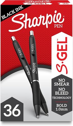 Sharpie S Gel Pens, Bold Point, 1.0 mm, Black Barrel, Black Ink, Pack Of 36 Pens in Kuwait