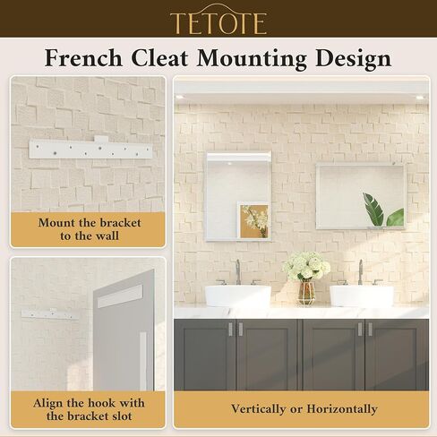 TETOTE 22" x 30" Bathroom Mirror Frameless Tempered Wall Mounted Beveled Mirror for Bathroom in Kuwait