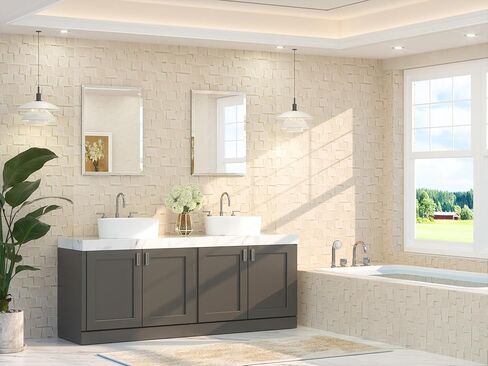 TETOTE 22" x 30" Bathroom Mirror Frameless Tempered Wall Mounted Beveled Mirror for Bathroom in Kuwait