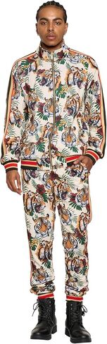 G-Style USA Men's G-Striped Tiger Tracksuit Set ST569 - Off White - 4X-Large in Kuwait