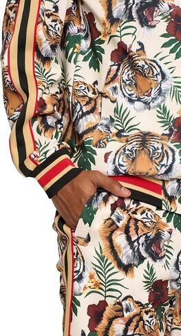 G-Style USA Men's G-Striped Tiger Tracksuit Set ST569 - Off White - 4X-Large in Kuwait