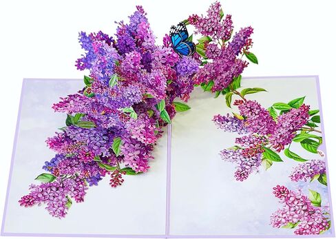 Lilac Blossom Birthday Cards for Women, Pop Up Mothers Day Card, 3D Anniversary, Valentines Day, Pop Up Gifts for Her, Him, Wife, Husband, Sister 6x8in (Lilac Blossom Butterfly) in Saudi Arabia