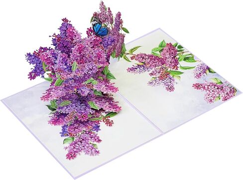 Lilac Blossom Birthday Cards for Women, Pop Up Mothers Day Card, 3D Anniversary, Valentines Day, Pop Up Gifts for Her, Him, Wife, Husband, Sister 6x8in (Lilac Blossom Butterfly) in Saudi Arabia