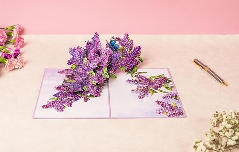Lilac Blossom Birthday Cards for Women, Pop Up Mothers Day Card, 3D Anniversary, Valentines Day, Pop Up Gifts for Her, Him, Wife, Husband, Sister 6x8in (Lilac Blossom Butterfly) in Saudi Arabia