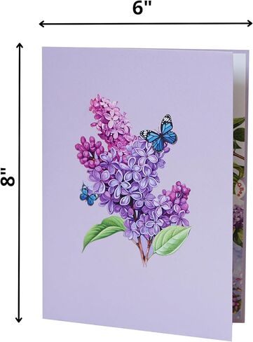 Lilac Blossom Birthday Cards for Women, Pop Up Mothers Day Card, 3D Anniversary, Valentines Day, Pop Up Gifts for Her, Him, Wife, Husband, Sister 6x8in (Lilac Blossom Butterfly) in Saudi Arabia
