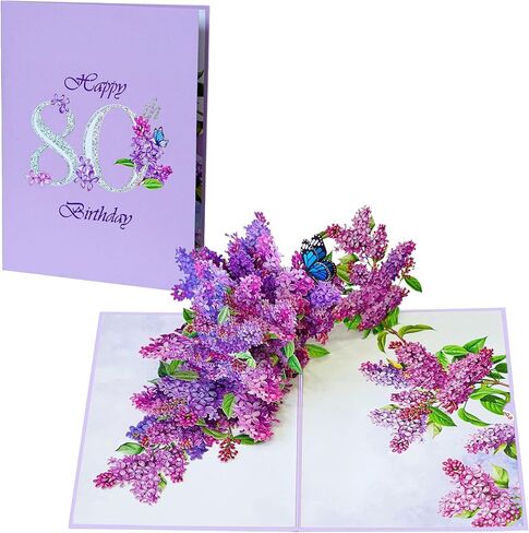 Lilac Blossom Birthday Cards for Women, Pop Up Mothers Day Card, 3D Anniversary, Valentines Day, Pop Up Gifts for Her, Him, Wife, Husband, Sister 6x8in (Lilac Blossom Butterfly) in Saudi Arabia