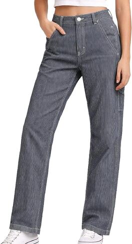 Dickies Womens Casual Pants - Twill Cotton Slim Leg Straight Fit Roll Hem Casual and Utility Carpenter Pants for Women in Saudi Arabia