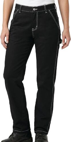 Dickies Womens Casual Pants - Twill Cotton Slim Leg Straight Fit Roll Hem Casual and Utility Carpenter Pants for Women in Saudi Arabia