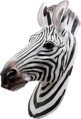 Ebros Realistic Safari Madagascar Large Zebra Horse Head Wall Decor Plaque 16"H Faux Taxidermy Art Decor Sculpture African Equid With Black White Signature Stripes Hanging Bust Trophy Plaque in Saudi Arabia