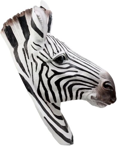 Ebros Realistic Safari Madagascar Large Zebra Horse Head Wall Decor Plaque 16"H Faux Taxidermy Art Decor Sculpture African Equid With Black White Signature Stripes Hanging Bust Trophy Plaque in Saudi Arabia