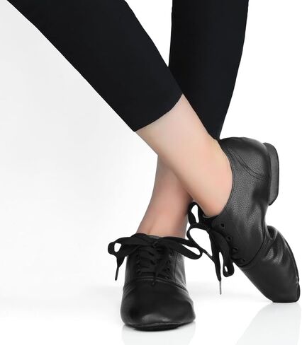 أحذية رقص الجاز باللون الأسود للنساء والفتيات، حذاء رقص الجاز بنعل منفصل للنساء من الجنسين والبالغين من الجلد in Kuwait