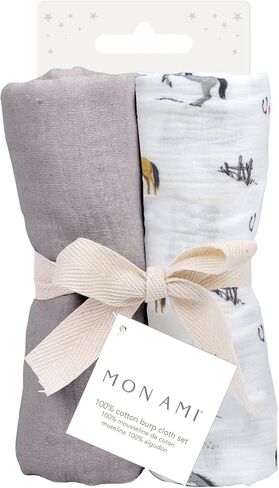 MON AMI ‘French Swan’ Muslin Burp Cloths for Baby – 20x10", 2Pc, 100% Cotton Burping Cloths for Babies, Extra Absorbent, Ultra-Soft, Baby Essentials, Ideal Gift for Christmas for Babies in Kuwait