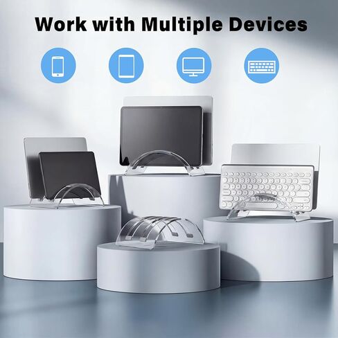 Vertical Dual Laptop Stand Acrylic Desktop Notebook Dock Invisible Vertical Laptop Holder for Desk Office Home Supplies Space Saving Organizer in Saudi Arabia
