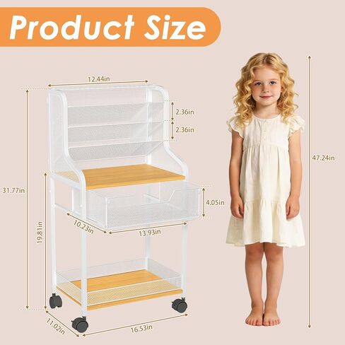 عربة دوارة صغيرة متعددة الأغراض مع درج، منظم وتخزين حرفي أبيض، عربة حرفية معدنية بعجلات قابلة للقفل، منظم طلاء تخزين الحرف اليدوية 6 طبقات، مخزن للفرش والدهانات والقطع الأثرية الصغيرة in Kuwait