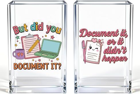 Document It Acrylic Pen Holder Cup Set 2, Cute Pencil Holder Desk Organizer, Funny Desk Accessories, Work Humor Gifts, Sarcastic Office Gifts for Women Coworkers Teachers Nurses Employees Teams in Kuwait