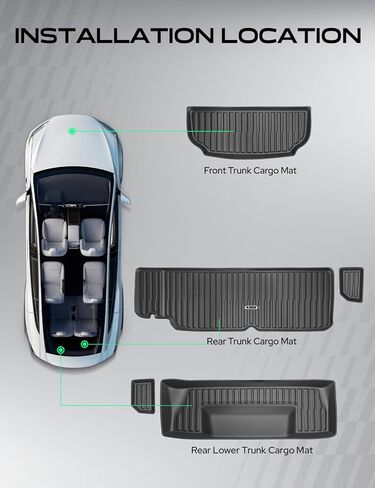YHTAUTO 5 قطع سجادات شحن متوافقة مع Tesla Model X 2022-2025 2026 6 مقاعد، TPE جميع سجادات السيارة المقاومة للماء ومضادة للانزلاق وعديمة الرائحة وبطانات شحن خلفية in Kuwait