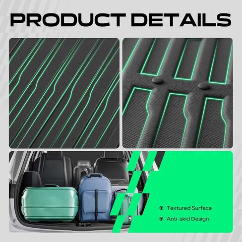 YHTAUTO 5 قطع سجادات شحن متوافقة مع Tesla Model X 2022-2025 2026 6 مقاعد، TPE جميع سجادات السيارة المقاومة للماء ومضادة للانزلاق وعديمة الرائحة وبطانات شحن خلفية in Kuwait