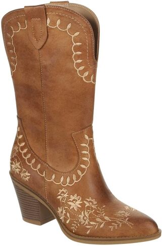 Limelight Kimura - حذاء نسائي طويل من الجلد الصناعي سهل الارتداء لراعية البقر باللون البني، مقاس 10.0 متوسط ​​العرض in Kuwait