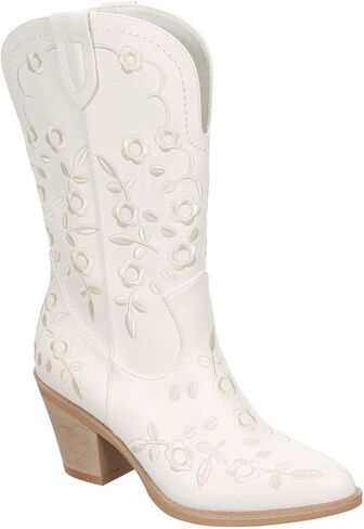 Limelight Kimura - حذاء نسائي طويل من الجلد الصناعي سهل الارتداء لراعية البقر باللون الأبيض، مقاس 10.0 متوسط ​​العرض in Kuwait