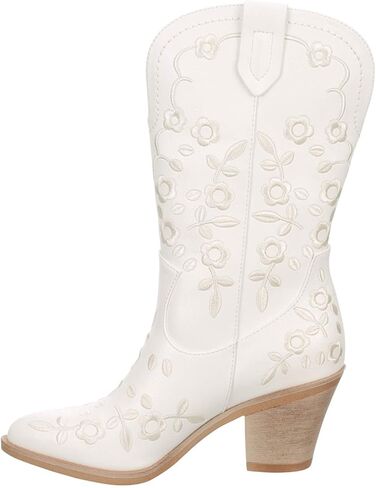 Limelight Kimura - حذاء نسائي طويل من الجلد الصناعي سهل الارتداء لراعية البقر باللون الأبيض، مقاس 10.0 متوسط ​​العرض in Kuwait