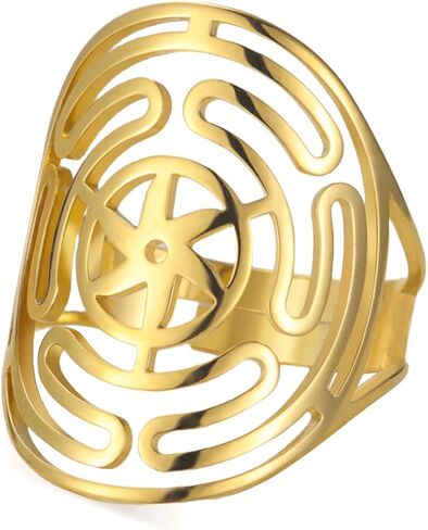 Amaxer Adjustable Wheel of Hecate Ring for Women Stainless Steel Ancient Greek Wicca Symbol Jewelry in Kuwait