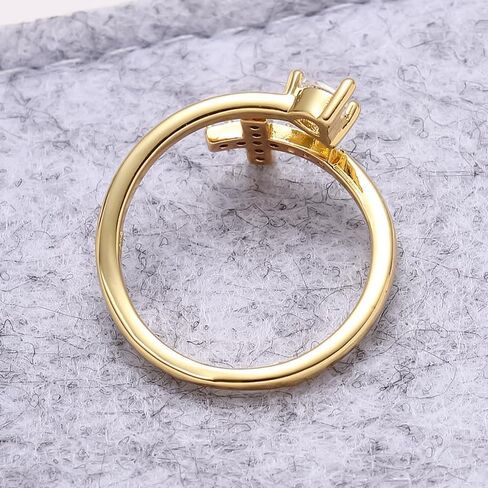 DATOA Gold Cross Heart Ring Cubic Zirconia Open Adjustable Ring Religious Christian Faith Jewelry for Her in Saudi Arabia