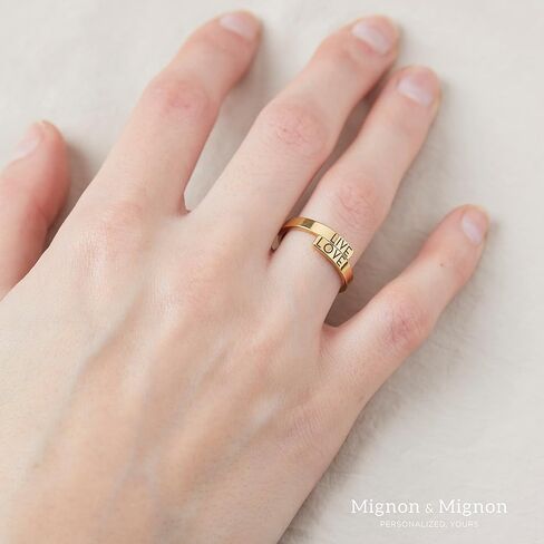 MignonandMignon Personalized Initials Wrap Ring, Custom Stacking Ring with Names, Dates, or Messages, Adjustable, Promise or Friendship Ring, Gifts for Women – RWB in Kuwait