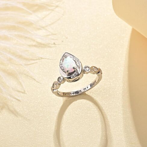 Jinlou Sterling Silver Teardrop Opal Urn Ring for Ashes Cremation Rings Memorial Jewelry for Women for Ashes of Loved Ones in Kuwait