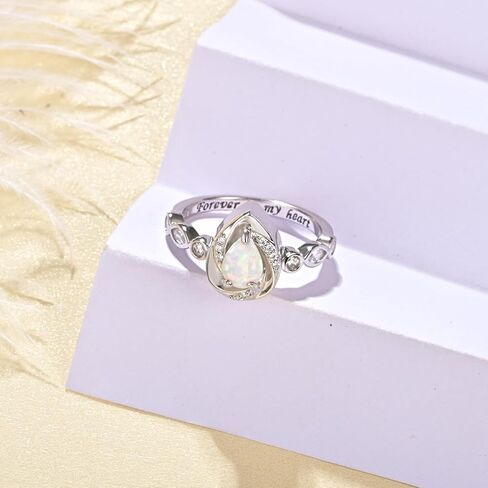 Jinlou Sterling Silver Teardrop Opal Urn Ring for Ashes Cremation Rings Memorial Jewelry for Women for Ashes of Loved Ones in Kuwait
