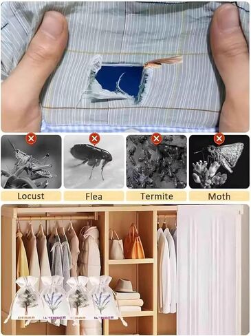 8 عبوات من رقائق الأرز وأكياس اللافندر الطبيعية المجففة - لوقف تلف الملابس، وأكياس عطر المنزل من خشب الأرز واللافندر للأدراج والخزائن (3 أرز و5 لافندر) in Kuwait