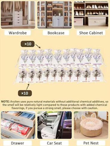 8 عبوات من رقائق الأرز وأكياس اللافندر الطبيعية المجففة - لوقف تلف الملابس، وأكياس عطر المنزل من خشب الأرز واللافندر للأدراج والخزائن (3 أرز و5 لافندر) in Kuwait