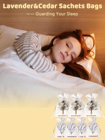 8 عبوات من رقائق الأرز وأكياس اللافندر الطبيعية المجففة - لوقف تلف الملابس، وأكياس عطر المنزل من خشب الأرز واللافندر للأدراج والخزائن (3 أرز و5 لافندر) in Kuwait